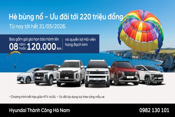 HYUNDAI THÀNH CÔNG TRIỂN KHAI CHƯƠNG TRÌNH “HÈ BÙNG NỔ - ƯU ĐÃI TỚI 220 TRIỆU ĐỒNG”